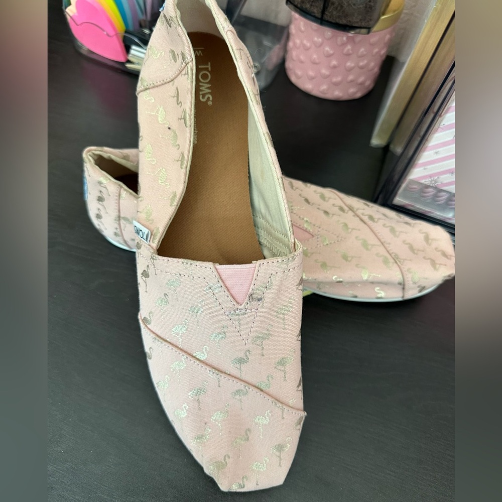 TOMS Women's Pink Flamingo Slip-On Shoes